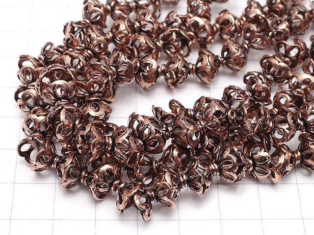 Copper Bead cap 9x9x4mm Oxidized Finish 1/4 or 1strand beads (aprx.7inch/18cm)