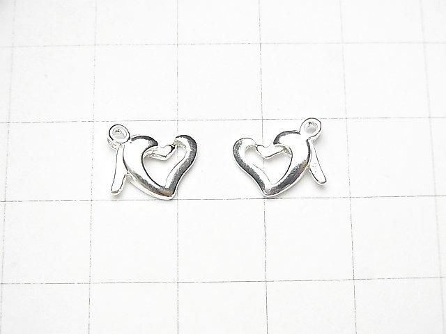 Argent 925 Anneau Ressort 8x11x3mm Cœur 2pcs