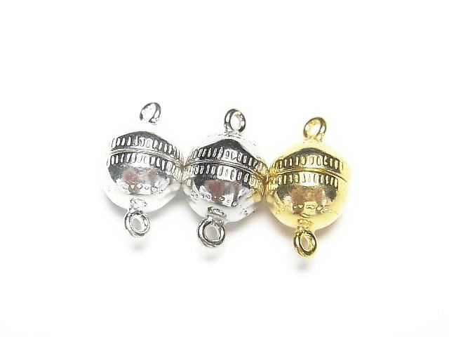 Silver 925 Magnetic Clasp 14x8x8mm Round 1 pair (2 pieces)