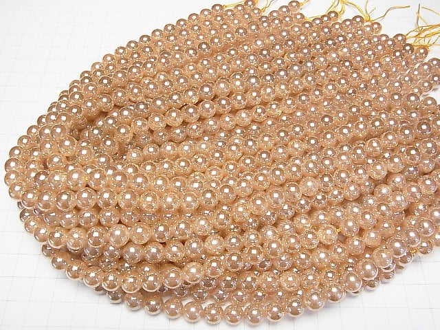 Crack Champagner Aura Kristallquarz AAA Rund 8mm 1Strang Perlen (ca. 15 Zoll/38 cm)