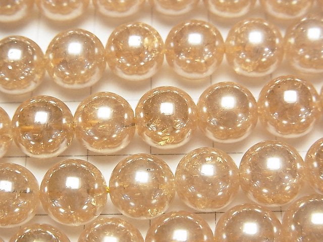 Crack Champagne Aura Crystal Quartz AAA Round 10mm half or 1strand beads (aprx.15inch/38cm)