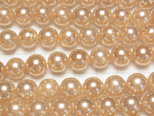 Crack Champagne Aura Crystal Quartz AAA Round 10mm half or 1strand beads (aprx.15inch/38cm)