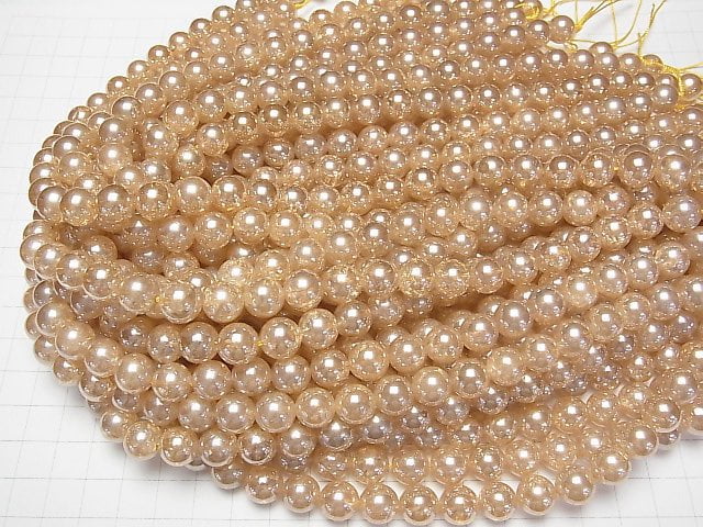 Crack Champagne Aura Crystal Quartz AAA Round 10mm half or 1strand beads (aprx.15inch/38cm)