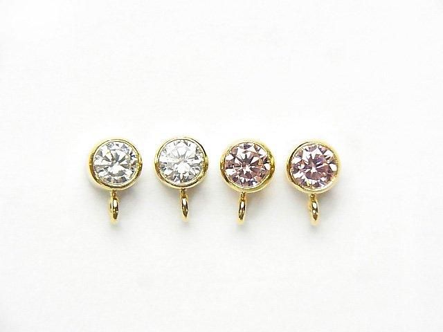 14KGF Earstuds Earrings w/CZ 12x7x5mm 1pair