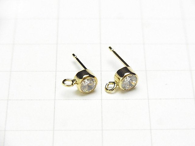 14KGF Earstuds Earrings w/CZ 12x7x5mm 1pair