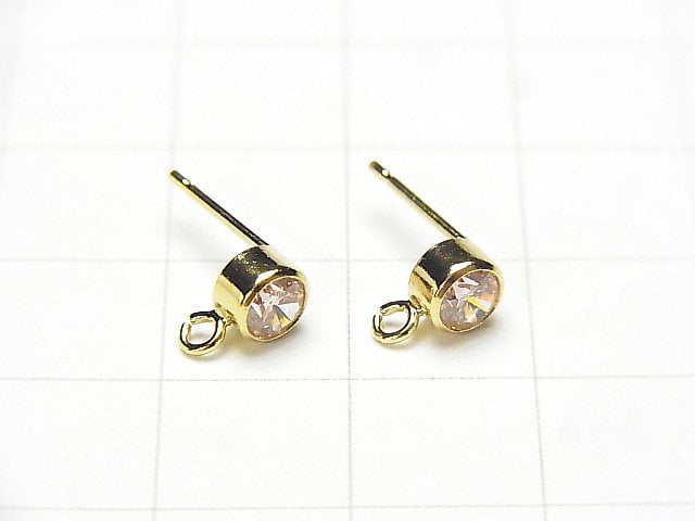 14KGF Earstuds Earrings w/CZ 12x7x5mm 1pair