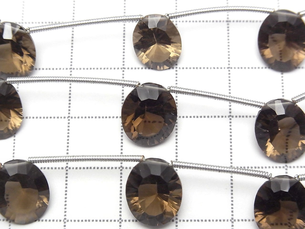High Quality Smoky Quartz AAA Oval Concave Cut 12x10mm 1strand beads (4pcs )