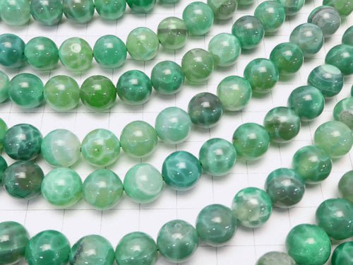 Green fire agate Round 10 mm half or 1 strand beads (aprx.15 inch / 37 cm)