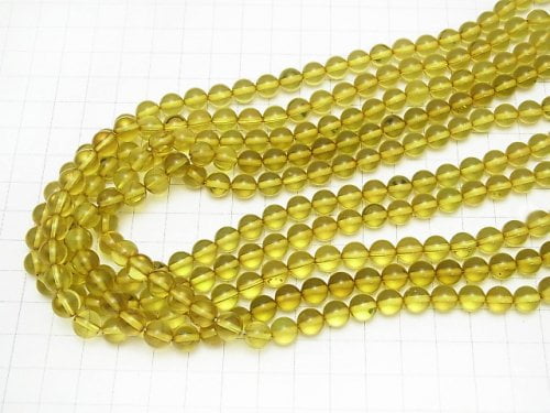 Grüner Bernstein AAA Rund 7.5mm 5 Stück oder 1 Strang Perlen (ca. 15 Zoll / 38 cm)