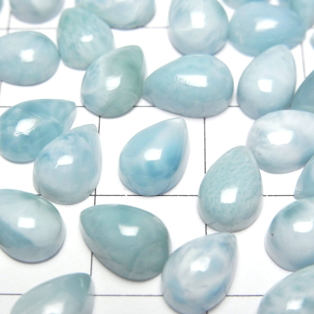 Larimar Pectolite AA cabochon poire 9x6mm 5 pièces