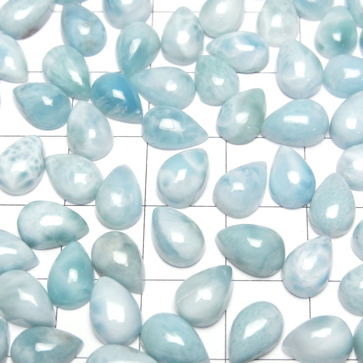 Larimar Pectolite AA cabochon poire 9x6mm 5 pièces