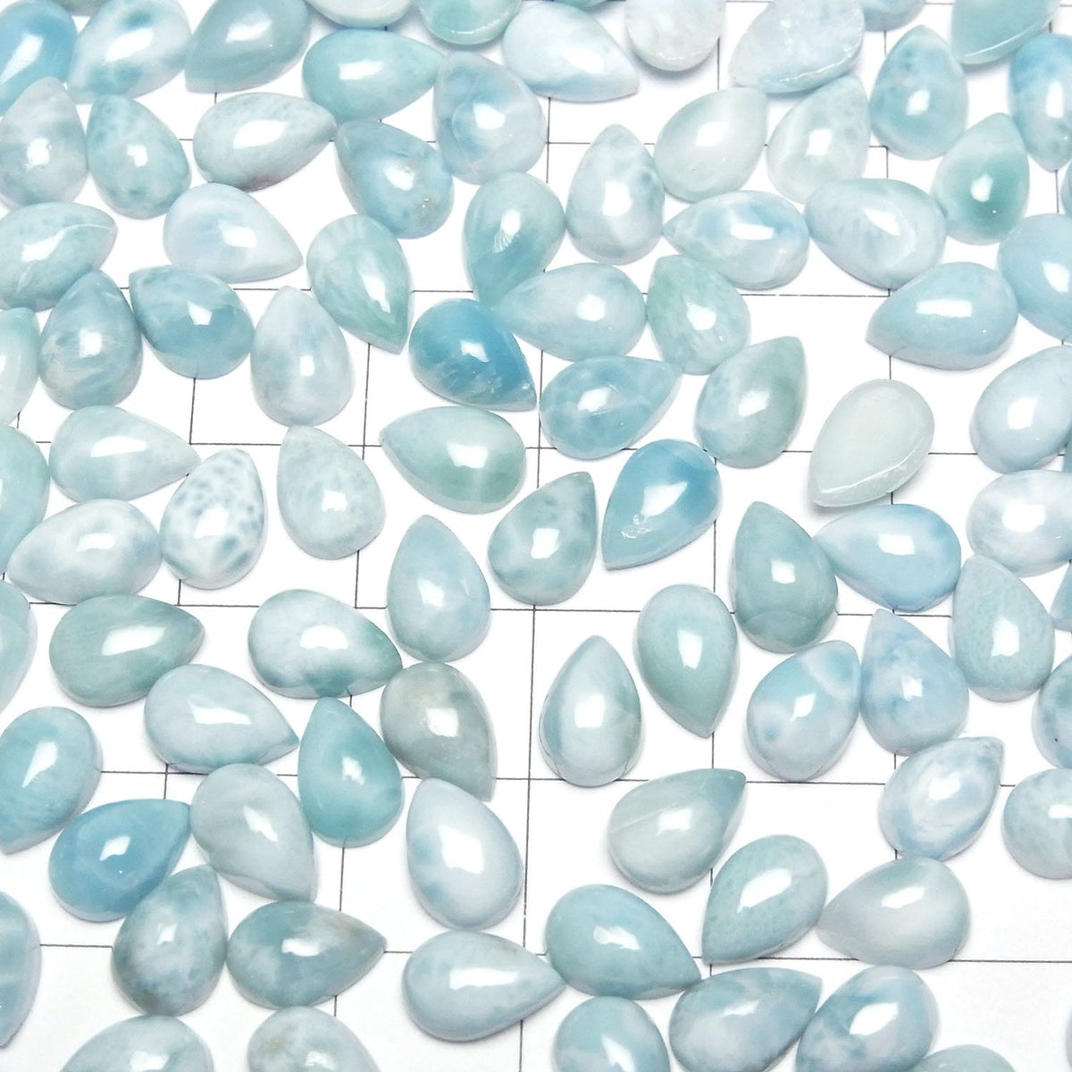 Larimar Pectolite AA cabochon poire 9x6mm 5 pièces