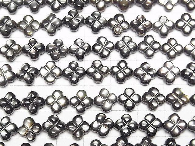 High Quality Black Shell (Black-lip Oyster) Clover (Both Side Finish) 9x9mm half or 1strand beads (aprx.15inch/37cm)