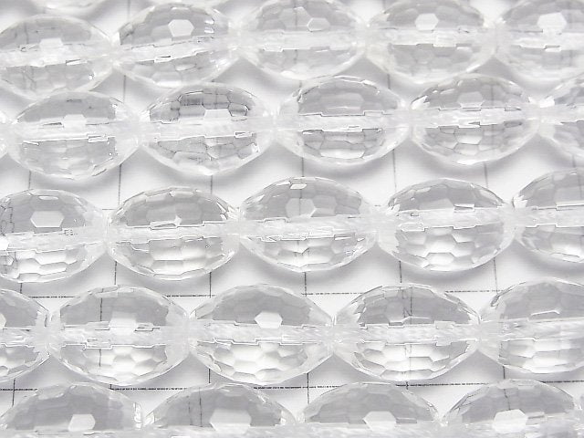 Crystal Quartz AAA- Faceted Rice 14x10x10mm half or 1strand beads (aprx.15inch/37cm)