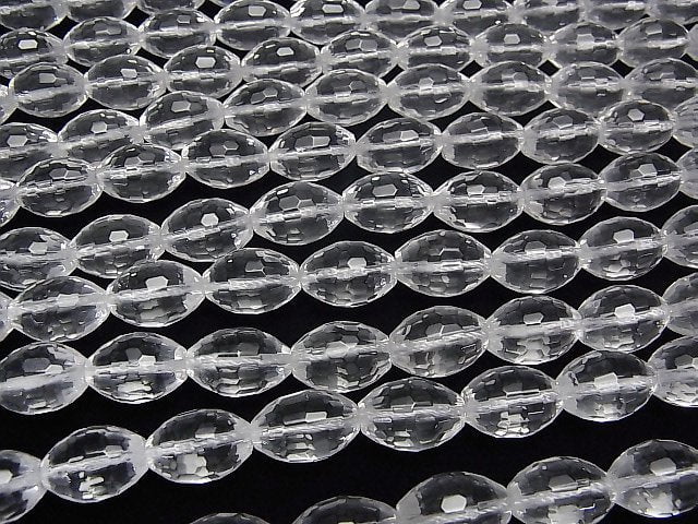 Crystal Quartz AAA- Faceted Rice 14x10x10mm half or 1strand beads (aprx.15inch/37cm)