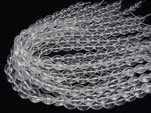 Crystal Quartz AAA- Faceted Rice 14x10x10mm half or 1strand beads (aprx.15inch/37cm)