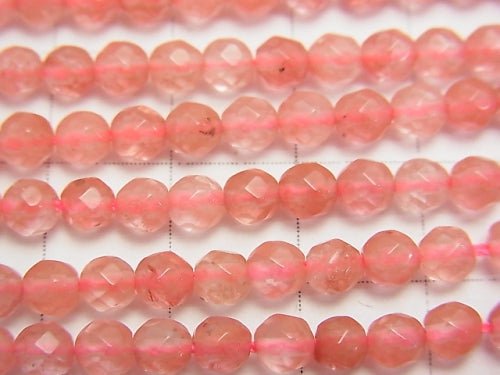 1strand $3.79! Cherry Quartz Glass 32Faceted Round 4mm 1strand beads (aprx.15inch/36cm)