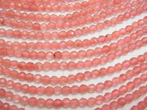 1strand $3.79! Cherry Quartz Glass 32Faceted Round 4mm 1strand beads (aprx.15inch/36cm)