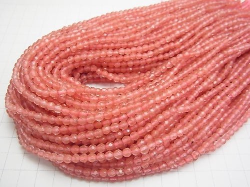 1strand $3.79! Cherry Quartz Glass 32Faceted Round 4mm 1strand beads (aprx.15inch/36cm)