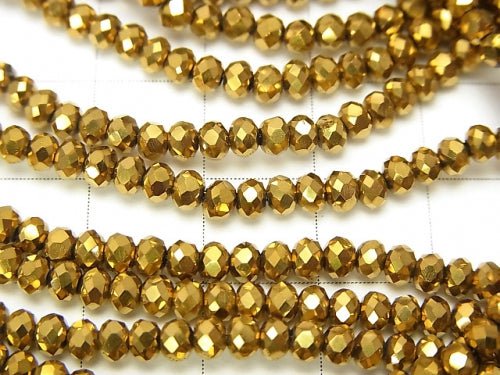 1strand $1.79! Glass Beads Faceted Button Rondelle 3x3x2mm Gold 1strand beads (aprx.15inch / 36cm)