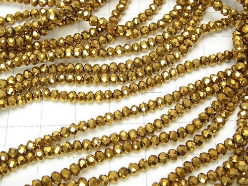 1strand $1.79! Glass Beads Faceted Button Rondelle 3x3x2mm Gold 1strand beads (aprx.15inch / 36cm)