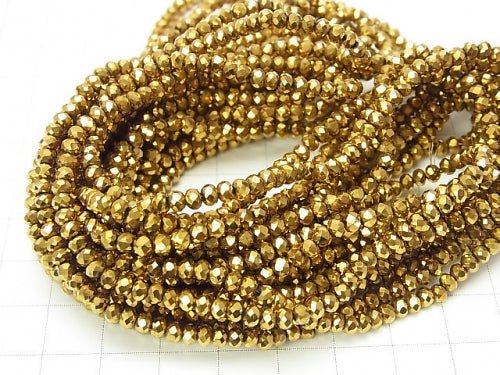 1strand $1.79! Glass Beads Faceted Button Rondelle 3x3x2mm Gold 1strand beads (aprx.15inch / 36cm)