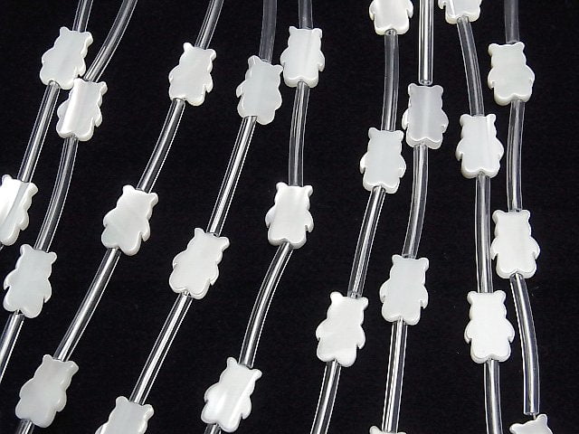 High Quality Mother of Pearl MOP AAA White Teddy Bear Shape 1strand beads (14pcs )
