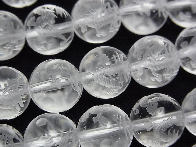 Dragon (Four Divine Beasts) 2 Carved! Crystal Quartz AAA Round 10,12,14,16mm 1/4 or 1strand