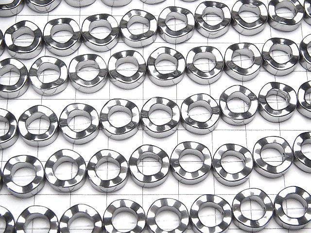 1strand $6.79! Hematite deformed Coin (donut) 12 x 12 mm x 4 mm Silver coating 1 strand (Approx 38 cm