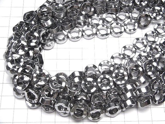 1strand $6.79! Hematite deformed Coin (donut) 12 x 12 mm x 4 mm Silver coating 1 strand (Approx 38 cm