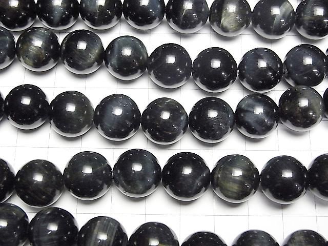 天然色 綠虎眼 AAA- 圓形 14mm 半串珠或單串珠 (約15英吋/36公分)