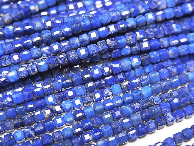 高品質!青金石 AA 立方體 2x2x2mm 1串珠子(約15英吋/37公分)