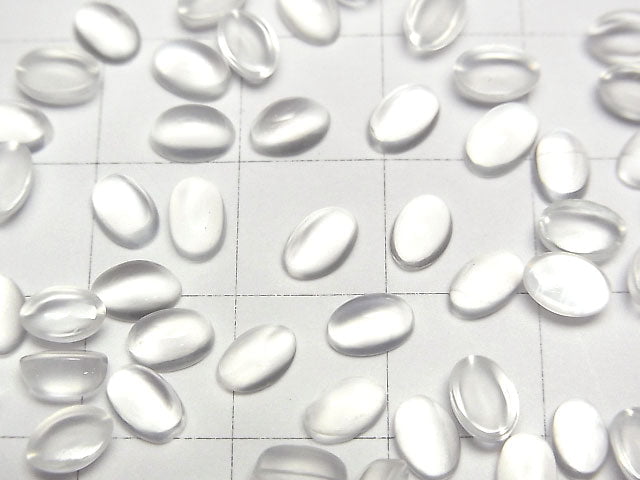高品質白色月光石 AAA 橢圓蛋面 6x4mm 5顆