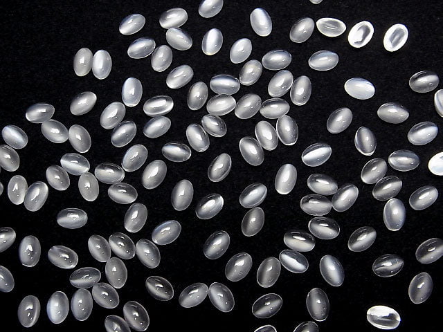 Hochwertiger weißer Mondstein AAA Oval Cabochon 6x4mm 5Stk