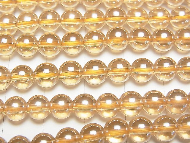 Champagne Aura Crystal Quartz AAA Round 6mm 1strand beads (aprx.15inch/38cm)