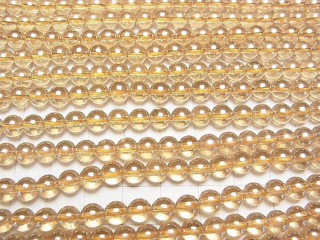 Champagne Aura Crystal Quartz AAA Round 6mm 1strand beads (aprx.15inch/38cm)