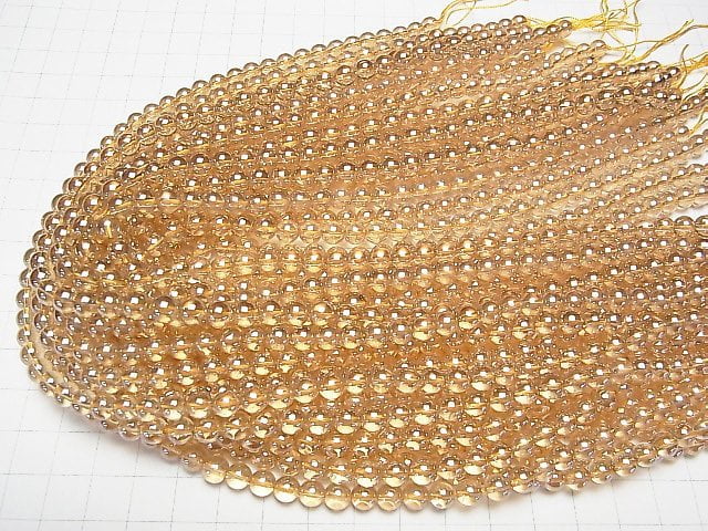 Champagne Aura Crystal Quartz AAA Round 6mm 1strand beads (aprx.15inch/38cm)