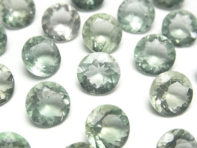 高品質綠色螢石 AAA 散珠 圓刻面 10x10mm 2顆