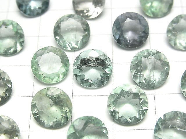 高品質綠色螢石 AAA 散珠 圓刻面 10x10mm 2顆