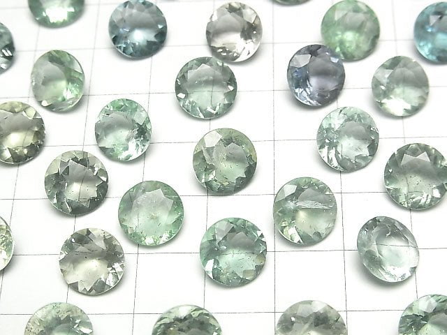 Hochwertiger grüner Fluorit AAA lose Stein rund facettiert 10x10mm 2 Stück
