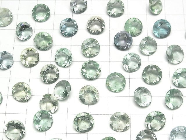 Hochwertiger grüner Fluorit AAA lose Stein rund facettiert 10x10mm 2 Stück