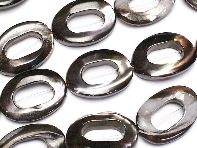 Mother of Pearl MOP Brown Oval (Donut) 25x18mm half or 1strand beads (aprx.14inch/34cm)