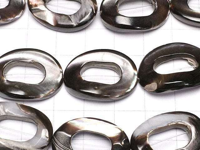 Mother of Pearl MOP Brown Oval (Donut) 25x18mm half or 1strand beads (aprx.14inch/34cm)
