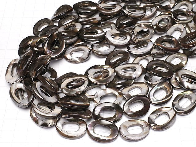 Mother of Pearl MOP Brown Oval (Donut) 25x18mm half or 1strand beads (aprx.14inch/34cm)