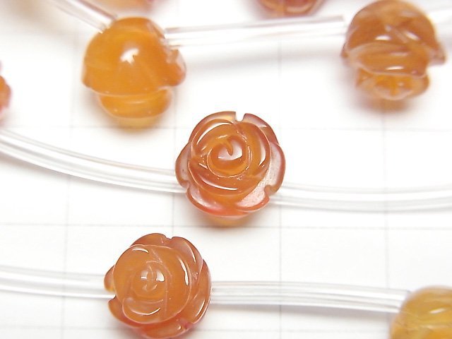 混色紅玉髓玫瑰花10毫米半串或1串珠子(約12英寸/29厘米)