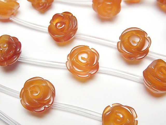 紅玉髓玫瑰12公釐半串珠或1串珠(約12吋/30公分)
