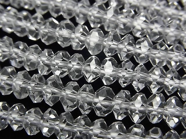 高品質!水晶石英 AAA 切面扁圓形 6x6x3mm 1/4 或 1 串珠子 (約 15 英吋/38 公分)