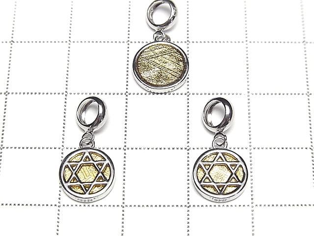 Meteorite hexagonal star Coin Pendant 9 x 9 x 2 mm Yellow Gold Silver 925
