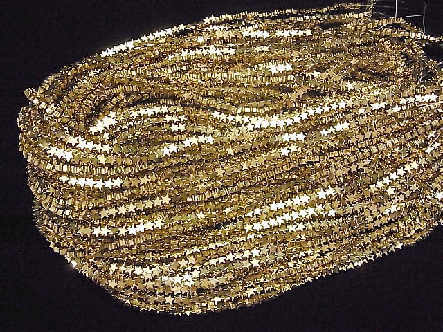 Hematite Star 4x4mm Gold Coated 1strand beads (aprx.15inch/37cm)