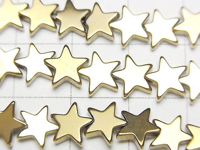 Hematite star 8x8mm gold coating 1strand beads (aprx.15inch/36cm)